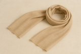 "Desert sand pashmina scarf in warm neutral tones, handmade in Nepal"