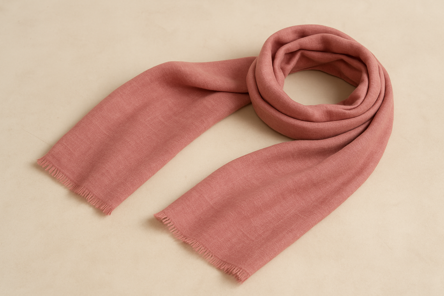 "Burnt rose pashmina scarf in soft wool blend, handcrafted in Nepal"