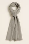 "Natural grey pashmina scarf made from soft wool blend, handmade in Nepal"
